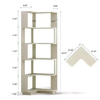 Étagère d'angle en forme de L à 6 niveaux Okak, bibliothèque d'affichage en bois avec dispositif anti-basculement pour bureau à domicile, étude