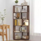 Étagère d'angle en forme de L à 6 niveaux Okak, bibliothèque d'affichage en bois avec dispositif anti-basculement pour bureau à domicile, étude