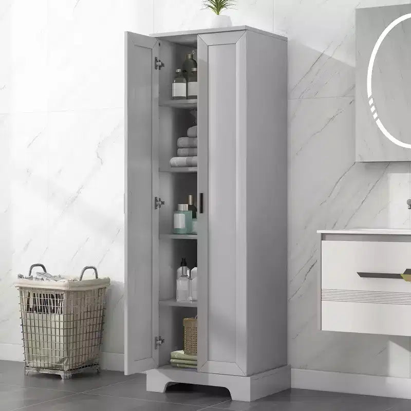 MAYEERTY Meuble de Rangement Blanc 2 Portes Étagère Réglable MDF