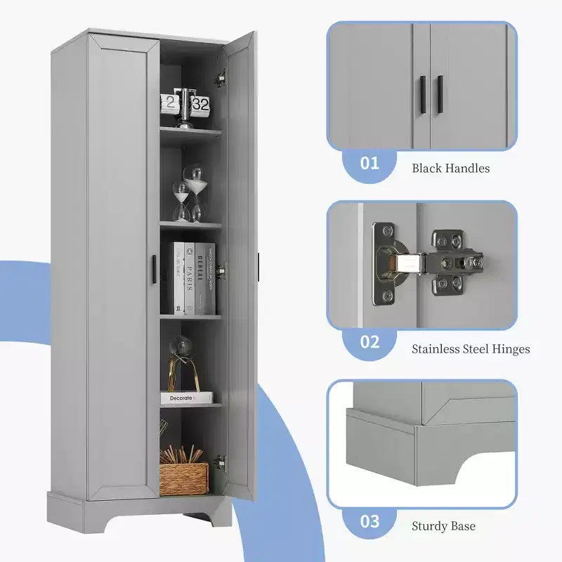 MAYEERTY Meuble de Rangement Blanc 2 Portes Étagère Réglable MDF