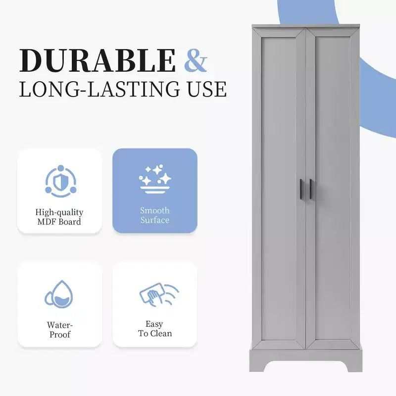 MAYEERTY Meuble de Rangement Blanc 2 Portes Étagère Réglable MDF