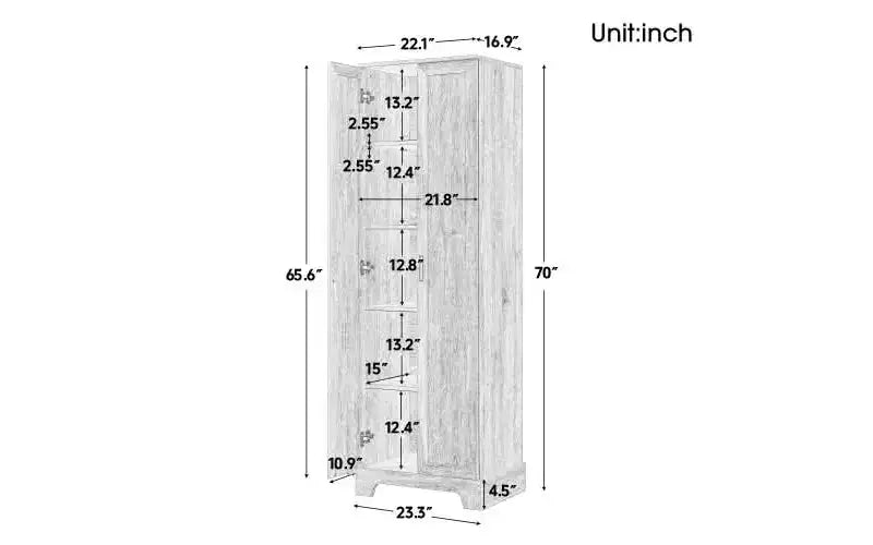MAYEERTY Meuble de Rangement Blanc 2 Portes Étagère Réglable MDF