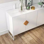 Buffet en bois massif MAYEERTY, 4 portes, double rangement avec poignée carrée spéciale