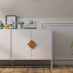 Buffet en bois massif MAYEERTY, 4 portes, double rangement avec poignée carrée spéciale