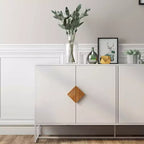 Buffet en bois massif MAYEERTY, 4 portes, double rangement avec poignée carrée spéciale