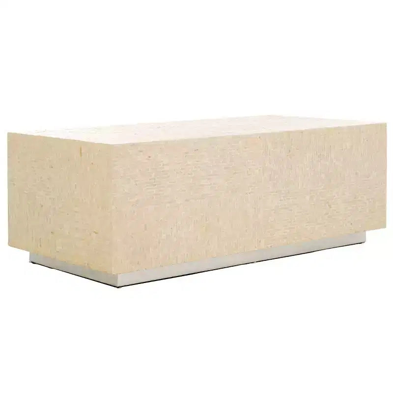 Table basse rectangulaire Scarlett – Finition naturelle et argentée