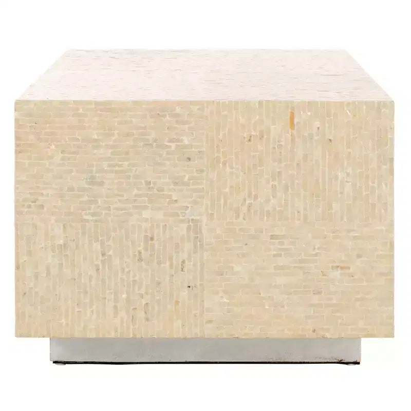 Table basse rectangulaire Scarlett – Finition naturelle et argentée