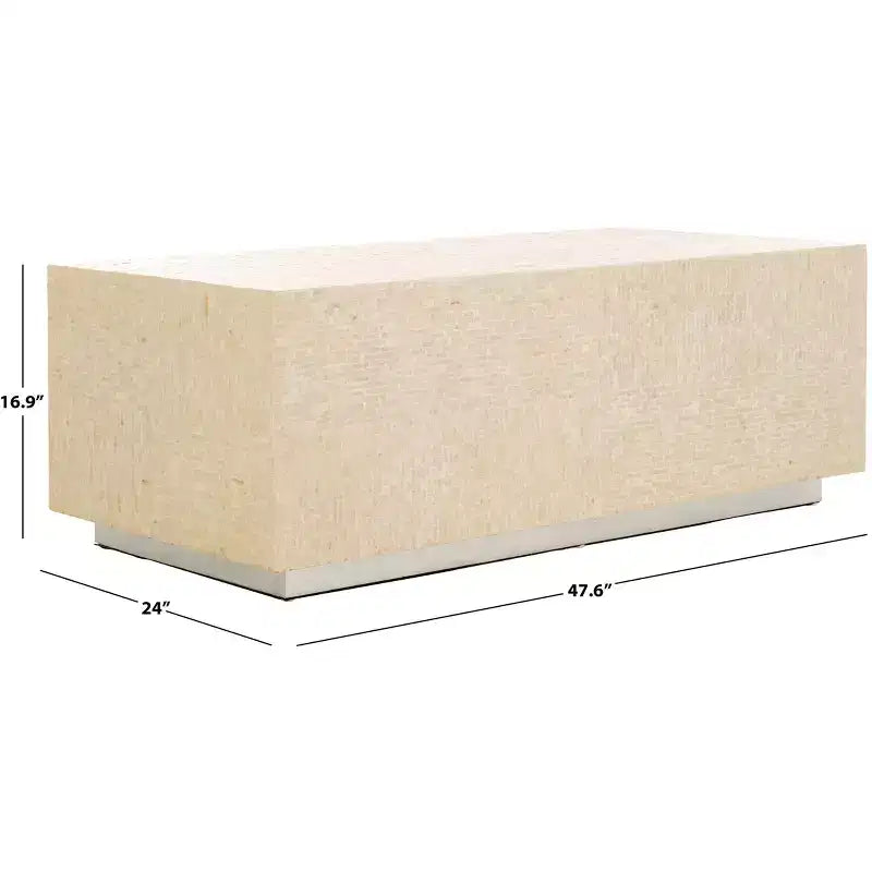 Table basse rectangulaire Scarlett – Finition naturelle et argentée