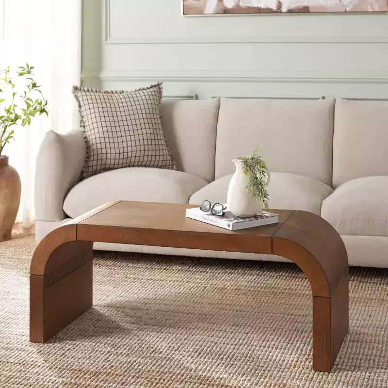Table basse incurvée Liasonya – Bois et MDF, design moderne