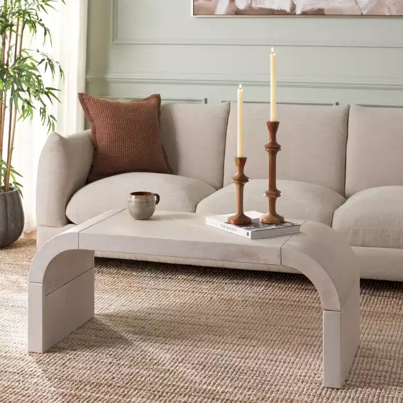 Table basse incurvée Liasonya – Bois et MDF, design moderne