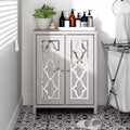 Galano Freestanding Bathroom Cabinet with Mirrored Doors in Dusty Gray Oak 25 W  11.7 D  32 H