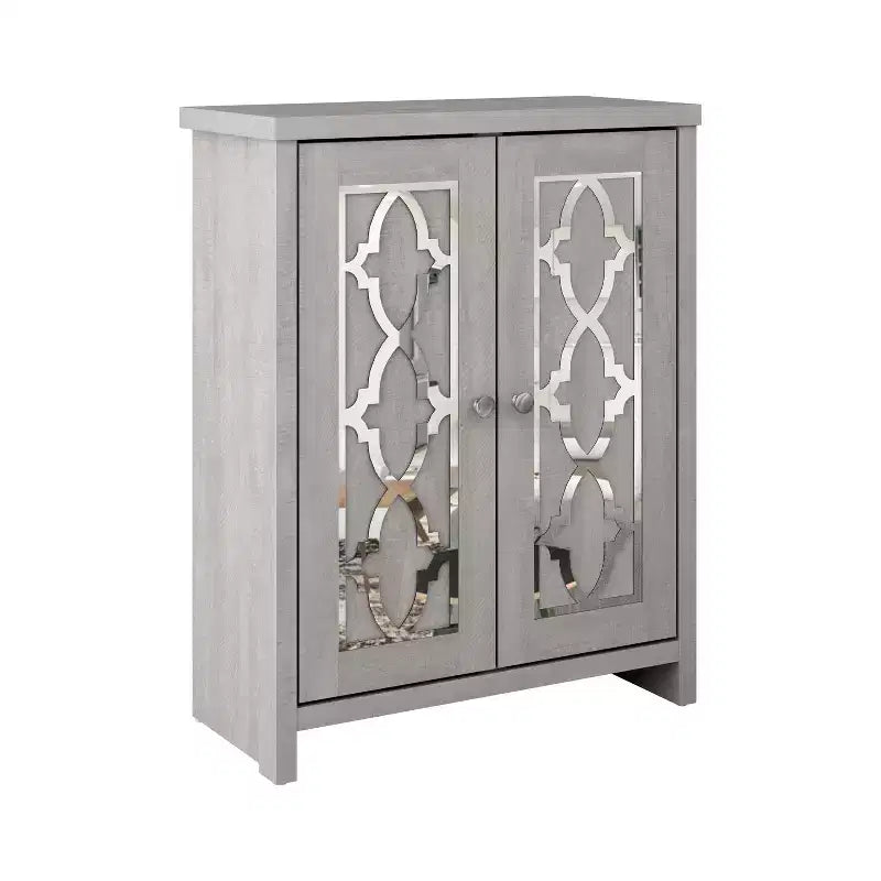 Meuble de salle de bain autoportant Galano avec portes miroir en chêne gris poussière 25 L 11,7 P 32 H