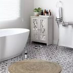 Meuble de salle de bain autoportant Galano avec portes miroir en chêne gris poussière 25 L 11,7 P 32 H