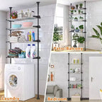 Étagère de rangement sur toilettes à 4 niveaux, étagères en métal robustes au-dessus et derrière les toilettes, gain de place pour la lessive dans les petites pièces, sans perçage