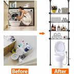 Étagère de rangement sur toilettes à 4 niveaux, étagères en métal robustes au-dessus et derrière les toilettes, gain de place pour la lessive dans les petites pièces, sans perçage