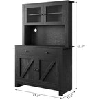 Armoire de cuisine multifonctionnelle, Meuble de rangement pour garde-manger avec support micro-ondes et bar à café, Buffet de rangement autoportant avec 4 portes et étagères réglables