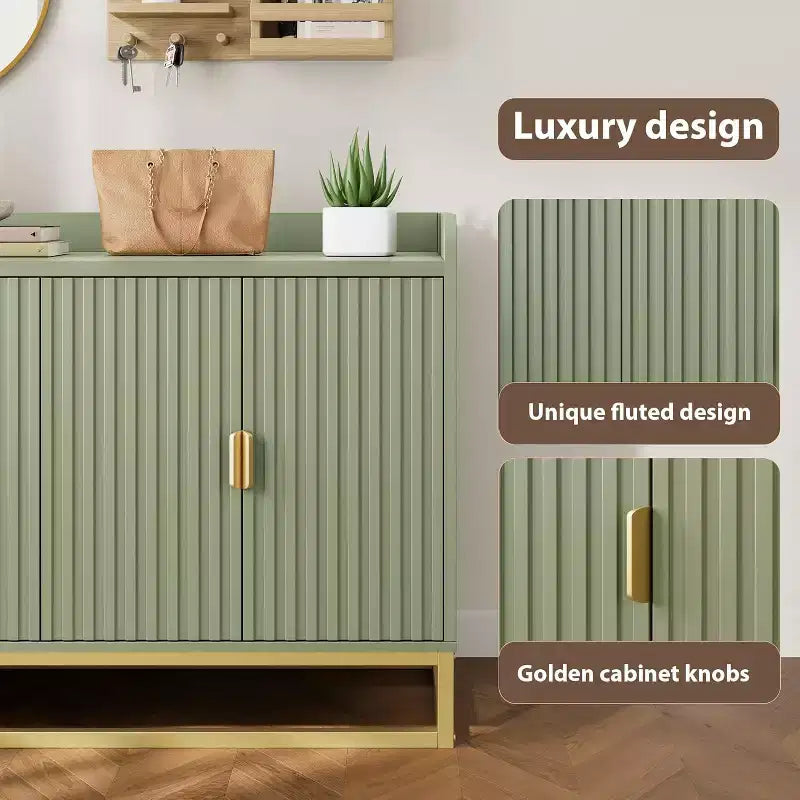 Buffet de rangement cannelé de 120 cm, Meuble de cuisine avec étagères réglables, Meuble TV pour salon, cuisine, entrée