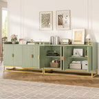 Buffet de rangement cannelé de 120 cm, Meuble de cuisine avec étagères réglables, Meuble TV pour salon, cuisine, entrée