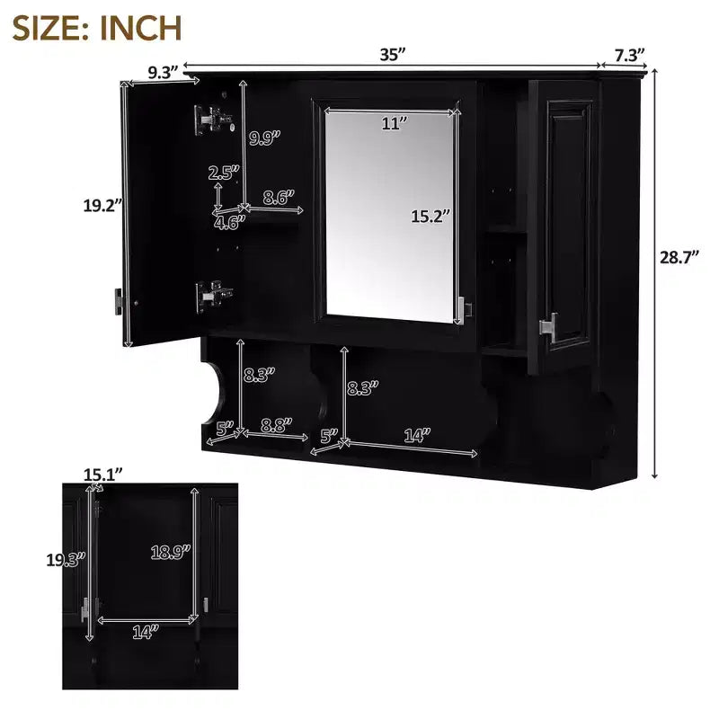 Armoire de toilette murale de 28,7" avec miroir