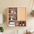 Meuble Haut de Salle de Bain VEVOR, avec Porte et Étagère Réglable, Armoire de Rangement Au-dessus des Toilettes, Meuble Mural Suspendu avec Étagères, Marron