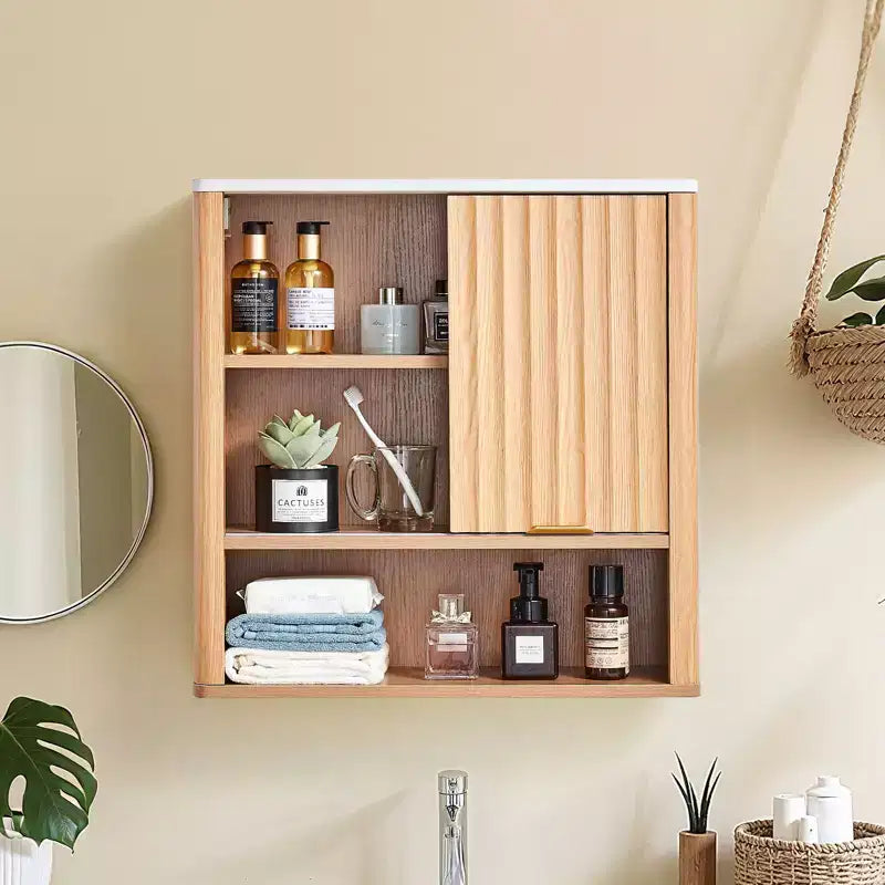 Meuble Haut de Salle de Bain VEVOR, avec Porte et Étagère Réglable, Armoire de Rangement Au-dessus des Toilettes, Meuble Mural Suspendu avec Étagères, Marron