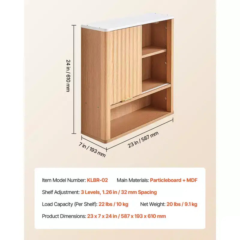 Meuble Haut de Salle de Bain VEVOR, avec Porte et Étagère Réglable, Armoire de Rangement Au-dessus des Toilettes, Meuble Mural Suspendu avec Étagères, Marron