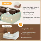 Canapé sans os en tissu peluche kaki clair de 203 cm avec coussins de jet et pouf en éponge haute densité 32D pour salons