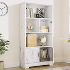 Étagère moderne avec portes, meuble de rangement blanc à 3 niveaux, étagères autoportantes, étagère de présentation en bois