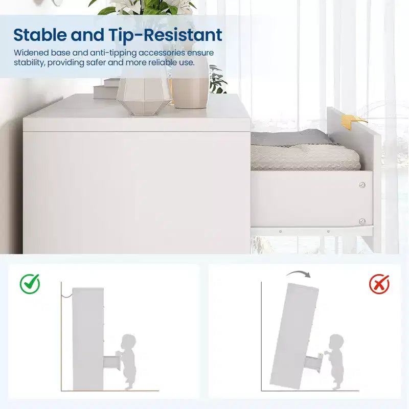 Commode Blanche pour Chambre, Grande Commode Moderne de 80 cm avec 5 Tiroirs à Coulissement Doux et Poignées en Métal Doré, pour Placard, Entrée, Couloir