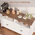 Buffet de ferme avec rangement, meuble de bar à café avec portes et étagères réglables, console en bois moderne pour la cuisine, le salon