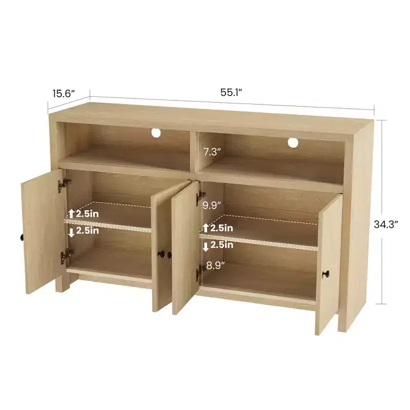 Buffet de ferme avec rangement, meuble de bar à café avec portes et étagères réglables, console en bois moderne pour la cuisine, le salon