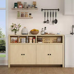 Buffet de ferme avec rangement, meuble de bar à café avec portes et étagères réglables, console en bois moderne pour la cuisine, le salon