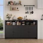 Buffet de ferme avec rangement, meuble de bar à café avec portes et étagères réglables, console en bois moderne pour la cuisine, le salon