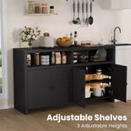 Buffet de ferme avec rangement, meuble de bar à café avec portes et étagères réglables, console en bois moderne pour la cuisine, le salon