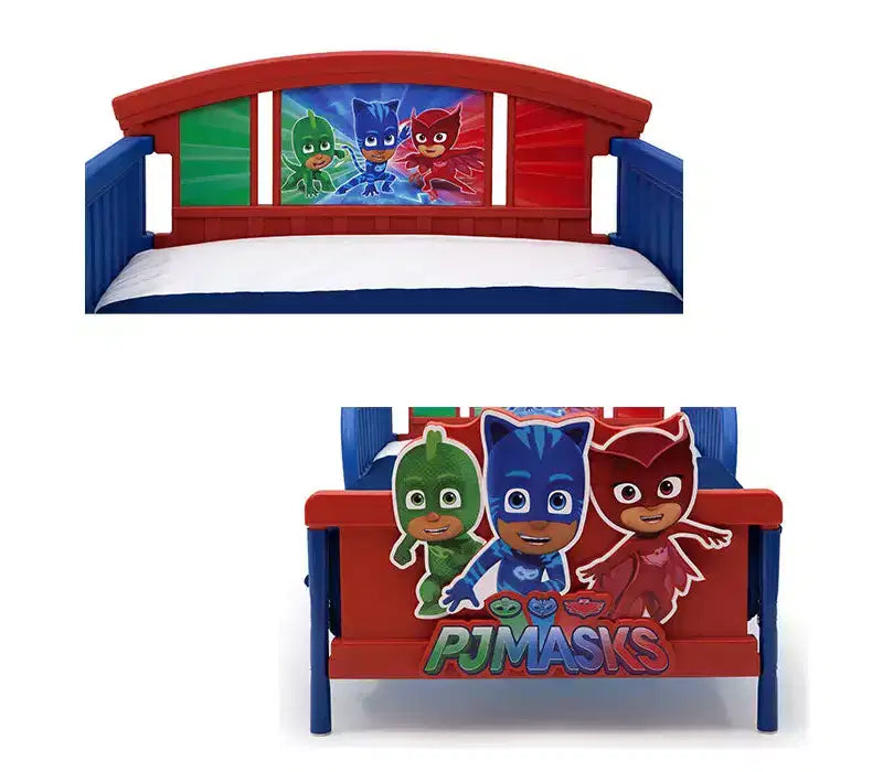 Lit pour tout-petit Pyjamasques – Meuble de chambre d'enfant avec autocollants de personnages