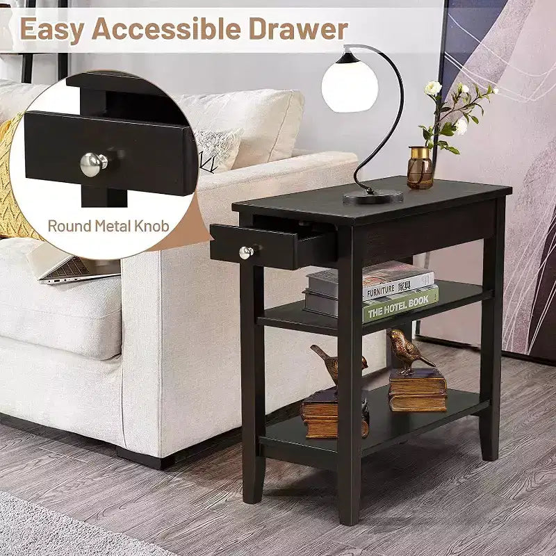 Lot de 2 tables d'appoint à trois niveaux – Table de canapé et table de chevet