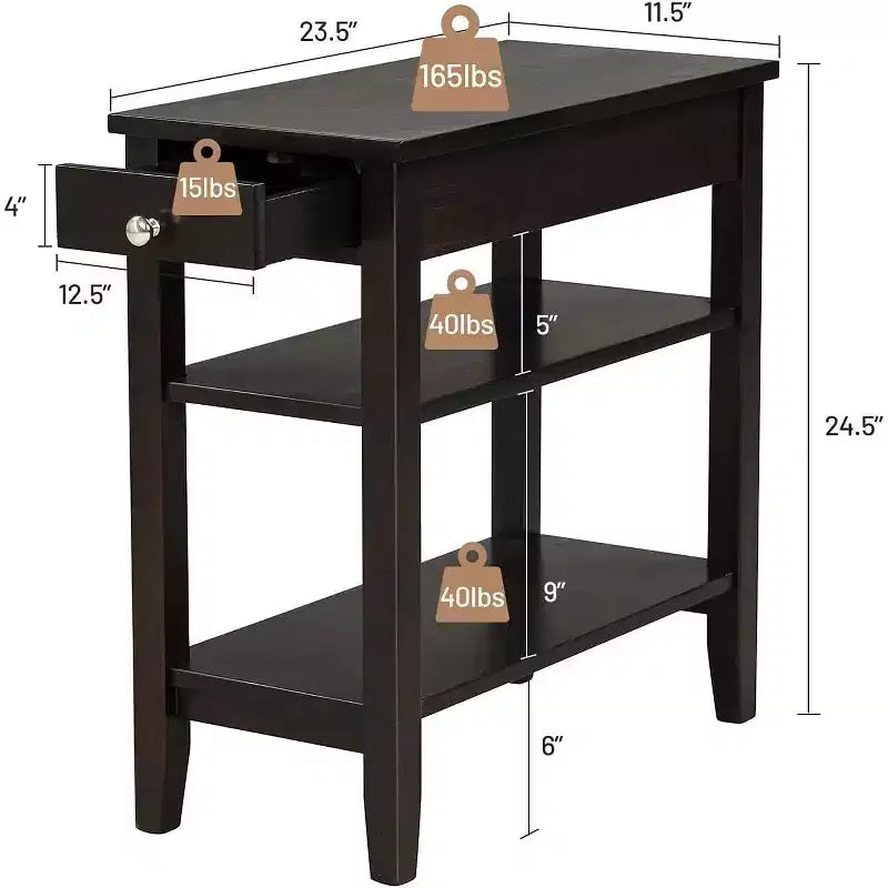 Lot de 2 tables d'appoint à trois niveaux – Table de canapé et table de chevet