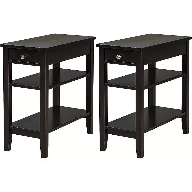 Lot de 2 tables d'appoint à trois niveaux – Table de canapé et table de chevet