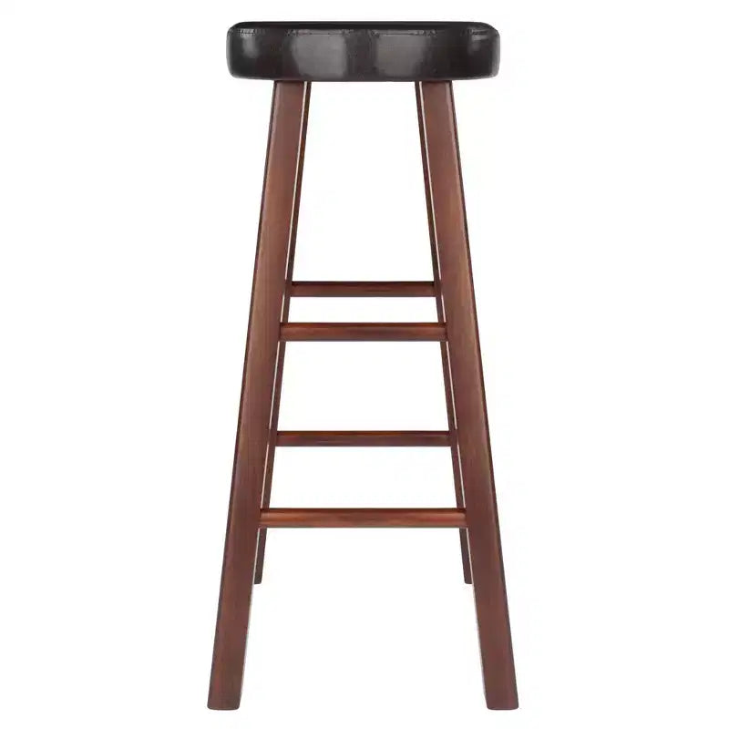 Tabourets de bar rembourrés 29" (lot de 2) – Bois massif finition noyer/espresso