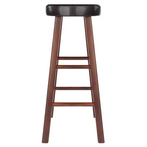 Tabourets de bar rembourrés 29" (lot de 2) – Bois massif finition noyer/espresso