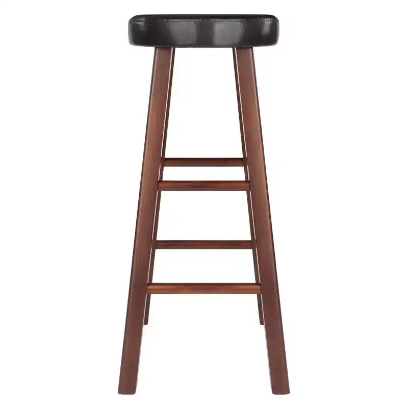 Tabourets de bar rembourrés 29" (lot de 2) – Bois massif finition noyer/espresso
