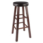Tabourets de bar rembourrés 29" (lot de 2) – Bois massif finition noyer/espresso