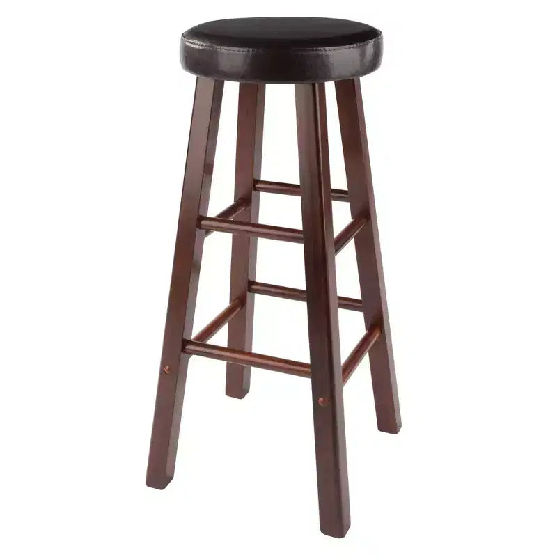 Tabourets de bar rembourrés 29" (lot de 2) – Bois massif finition noyer/espresso