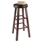 Tabourets de bar rembourrés 29" (lot de 2) – Bois massif finition noyer/espresso