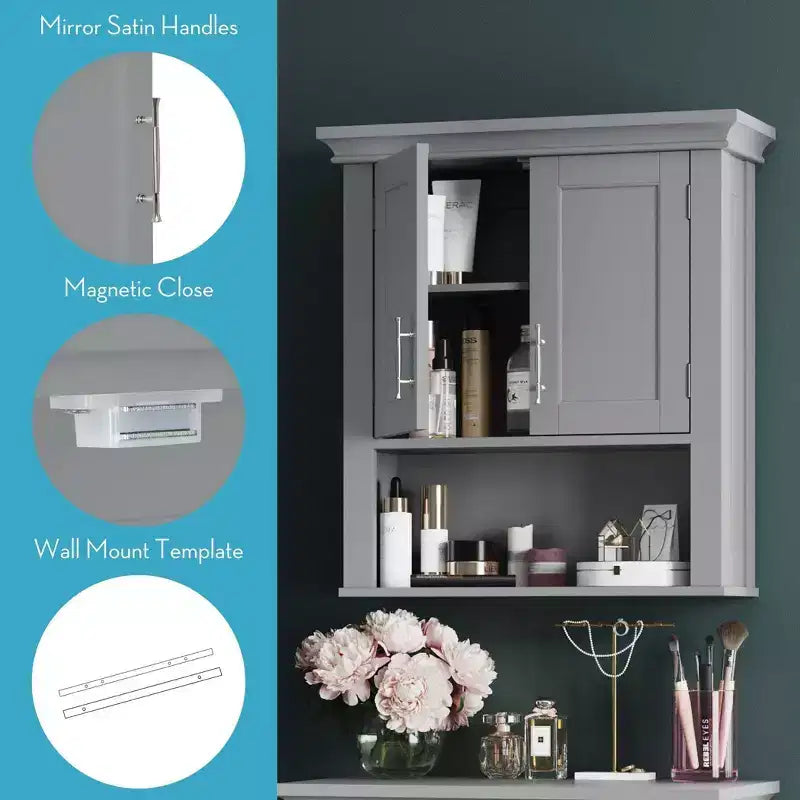 Meuble de rangement de salle de bain mural à deux portes – Armoire à pharmacie