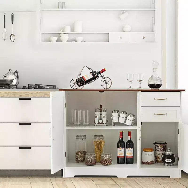 Costway Buffet, Armoire de Rangement de Cuisine avec 2 Tiroirs et 3 Portes