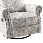 Lot de 2 fauteuils inclinables pivotants manuels traditionnels Pablo avec garnitures cloutées pour salon | KARAT HOME