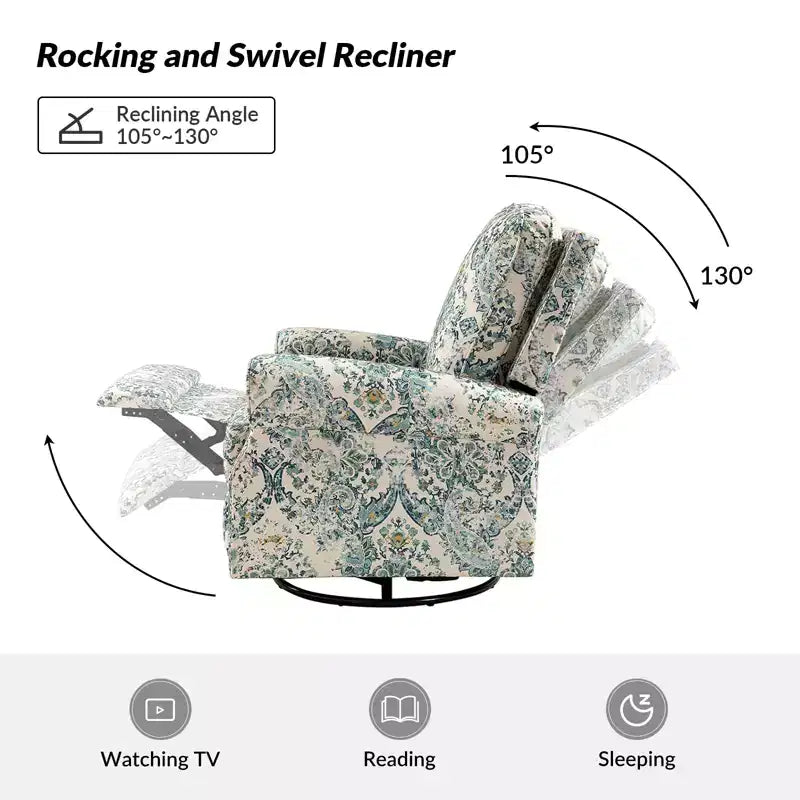 Lot de 2 fauteuils inclinables pivotants manuels traditionnels Pablo avec garnitures cloutées pour salon | KARAT HOME