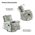Lot de 2 fauteuils inclinables pivotants manuels traditionnels Pablo avec garnitures cloutées pour salon | KARAT HOME