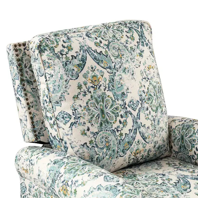 Lot de 2 fauteuils inclinables pivotants manuels traditionnels Pablo avec garnitures cloutées pour salon | KARAT HOME